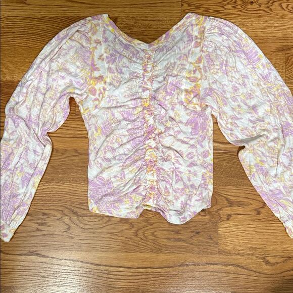 Free People Floral Cropped Ruched Women's Top size XS - Picture 8 of 14